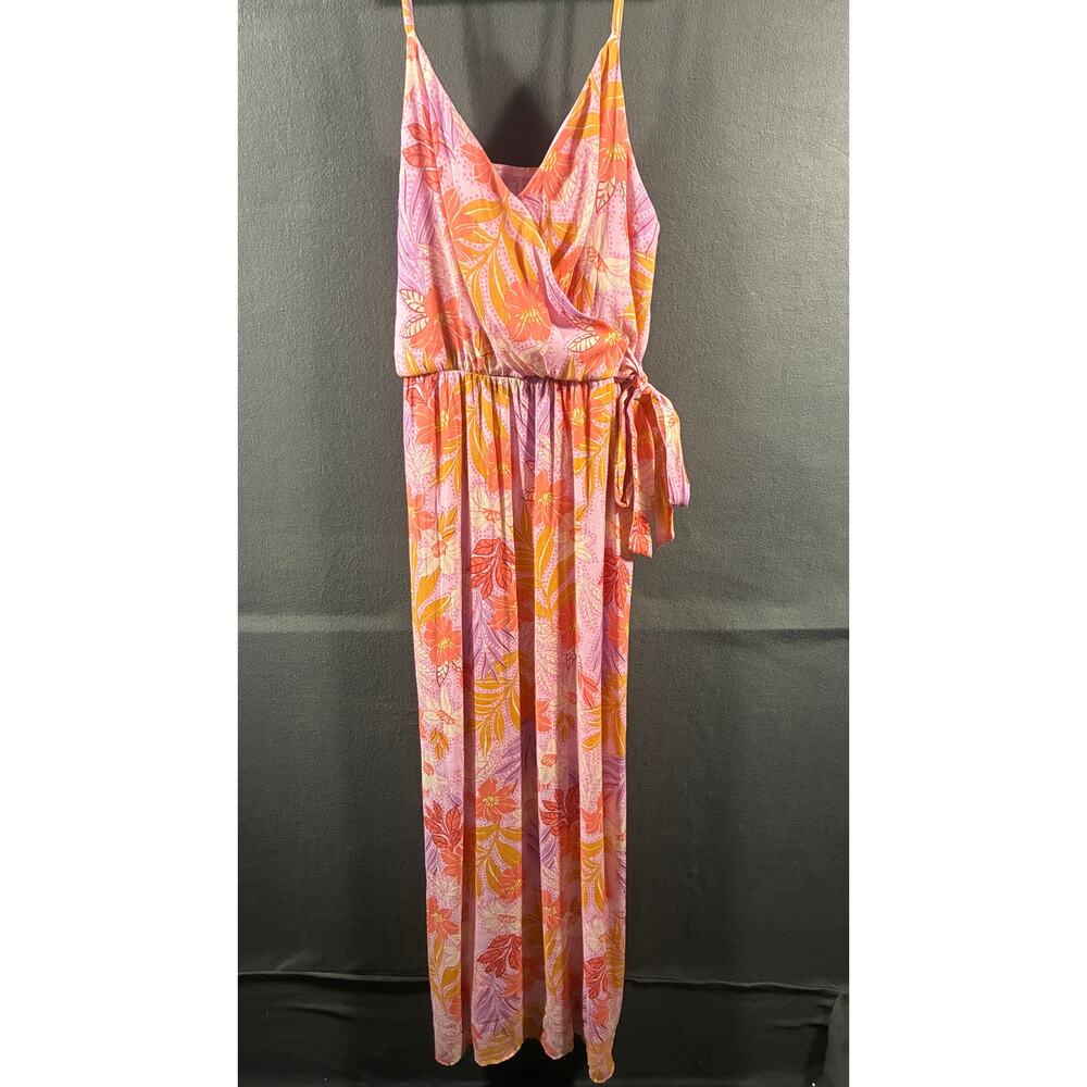 women babydoll maxi dress XL coconut girl floral coastal beach vacation tropical